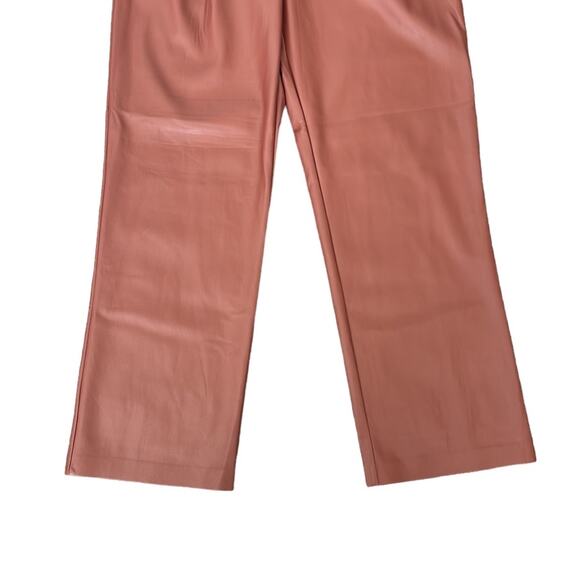 NEW House of Harlow 1960 Brown Vegan Leather Wide Leg High Rise Trouser Pants 10 - Picture 3 of 13